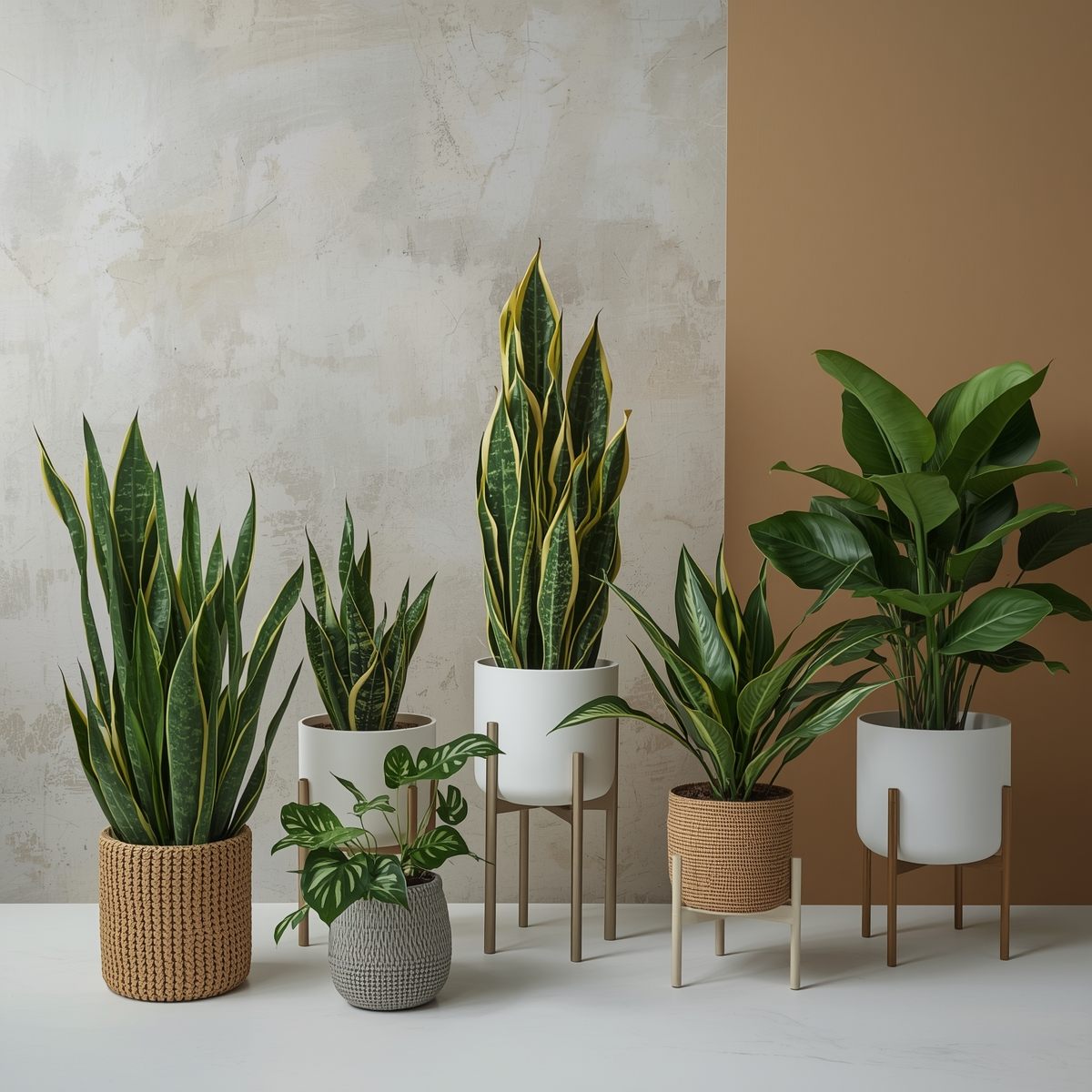 Beautiful indoor plants in modern home setting